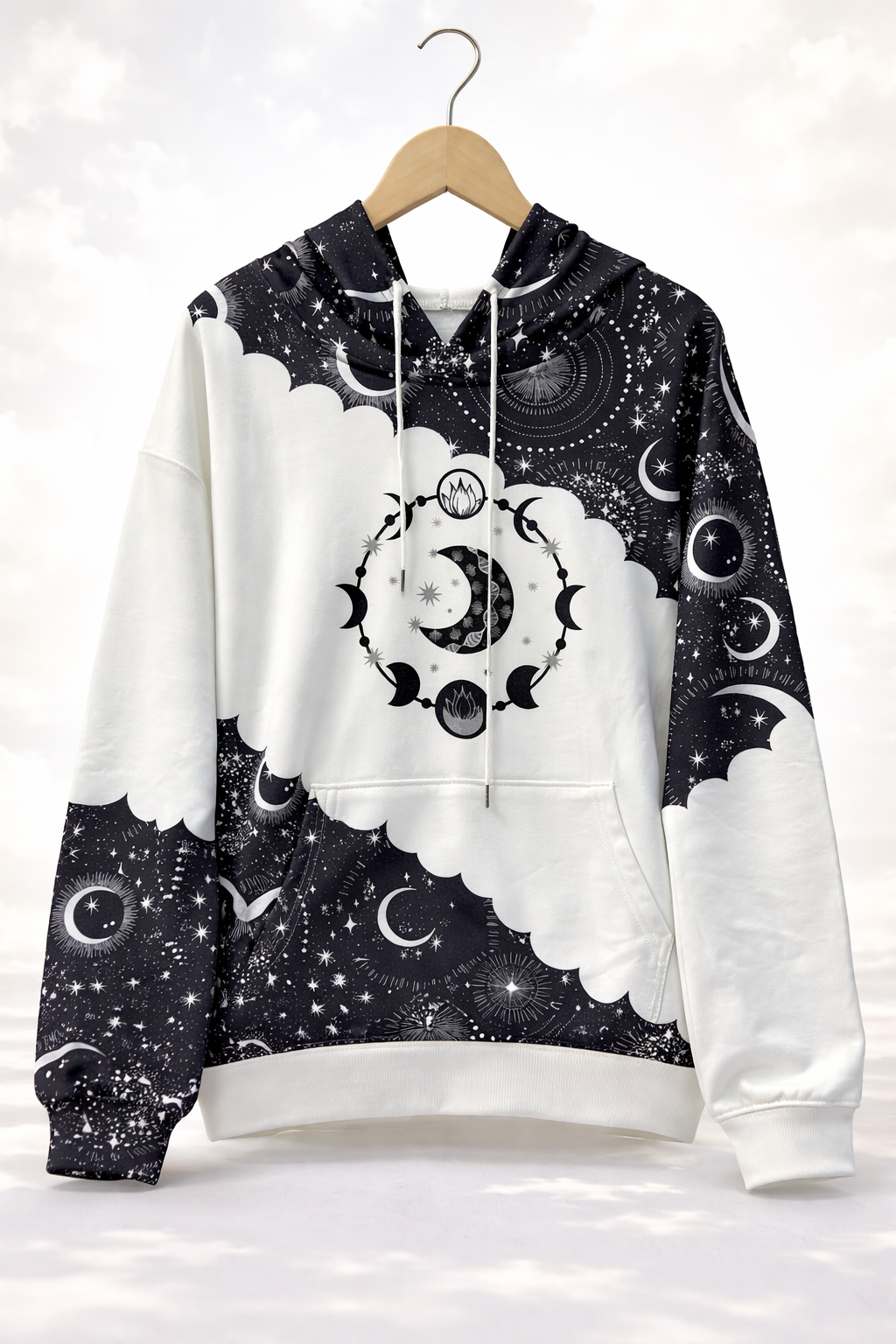 Hoodie femme “Ciel Mystique” – Lune Étoiles