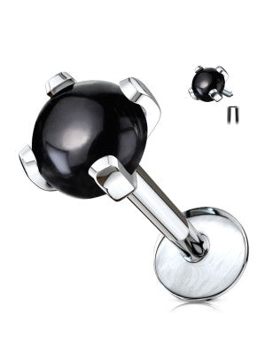 🖤 Piercing labret ou cartilage – Agate noire & purification énergétique 6mm