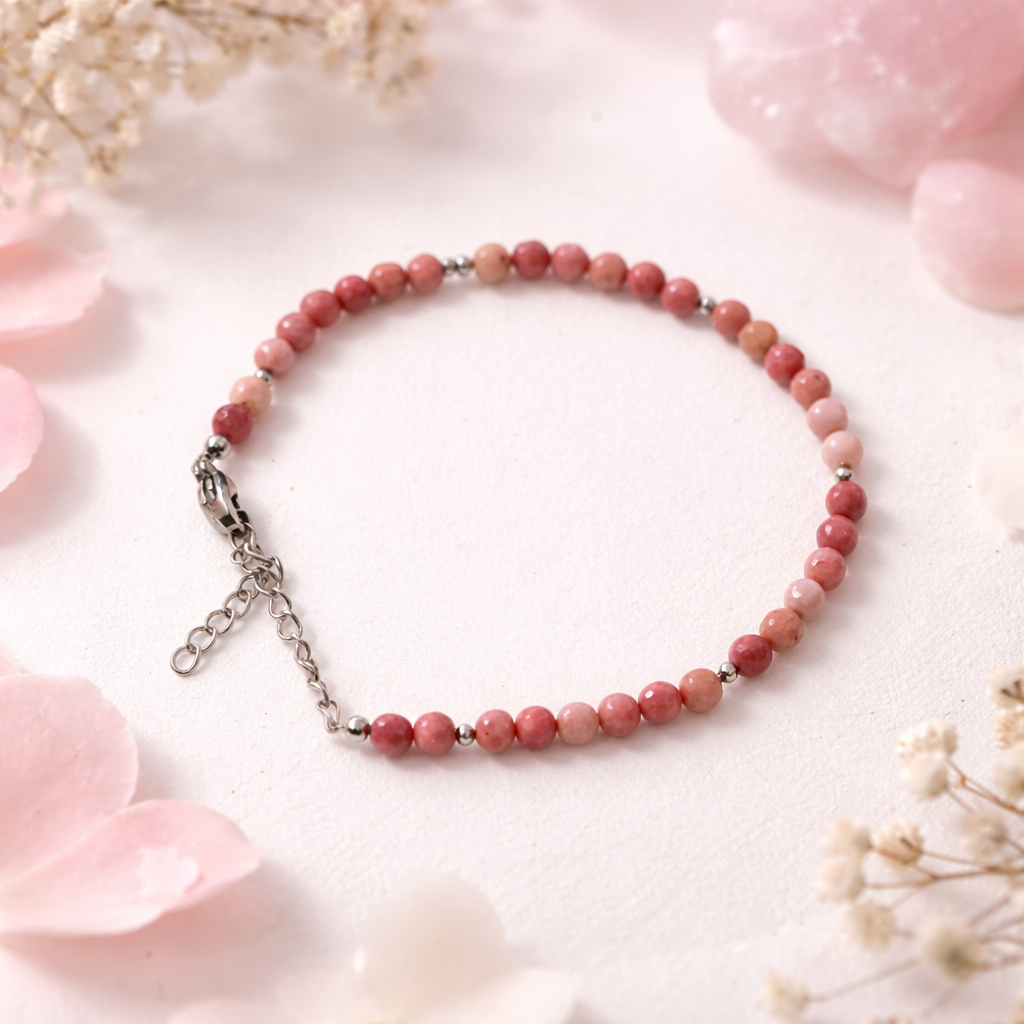 đž Bracelet en Rhodonite â Amour, GuĂ©rison & Ăquilibre du CĆur