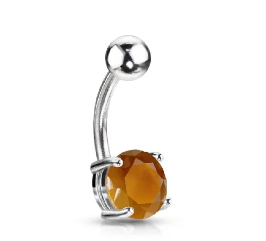 🐯 Piercing au nombril en Œil de Tigre