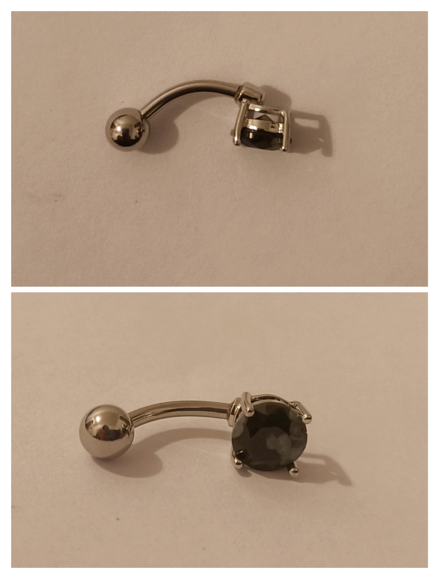 🌑 Piercing au nombril en Obsidienne