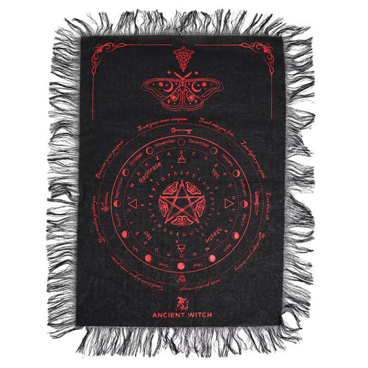 Tissu de divination pour pendule - Papillon mystique - Noir & Rouge sang