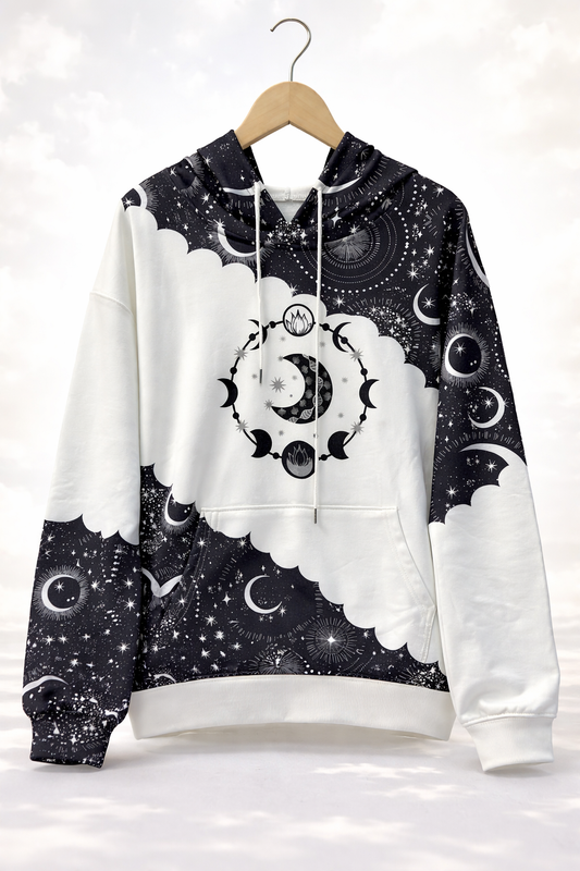 Hoodie femme “Ciel Mystique” – Lune Étoiles