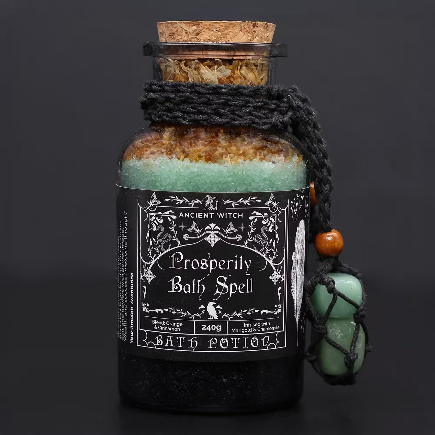 Potion de Bain Sorcière Ancestrale - Amulette en cristal d’aventurine - Prospérité