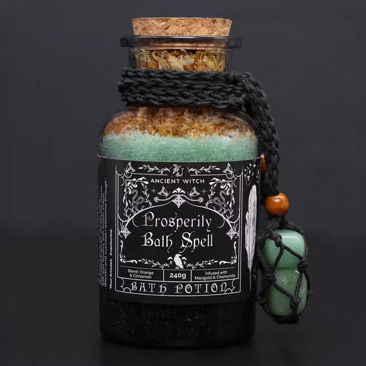Potion de Bain Sorcière Ancestrale - Amulette en cristal d’aventurine - Prospérité
