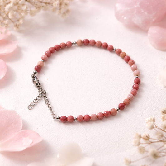 🌸 Bracelet en Rhodonite – Amour, Guérison & Équilibre du Cœur
