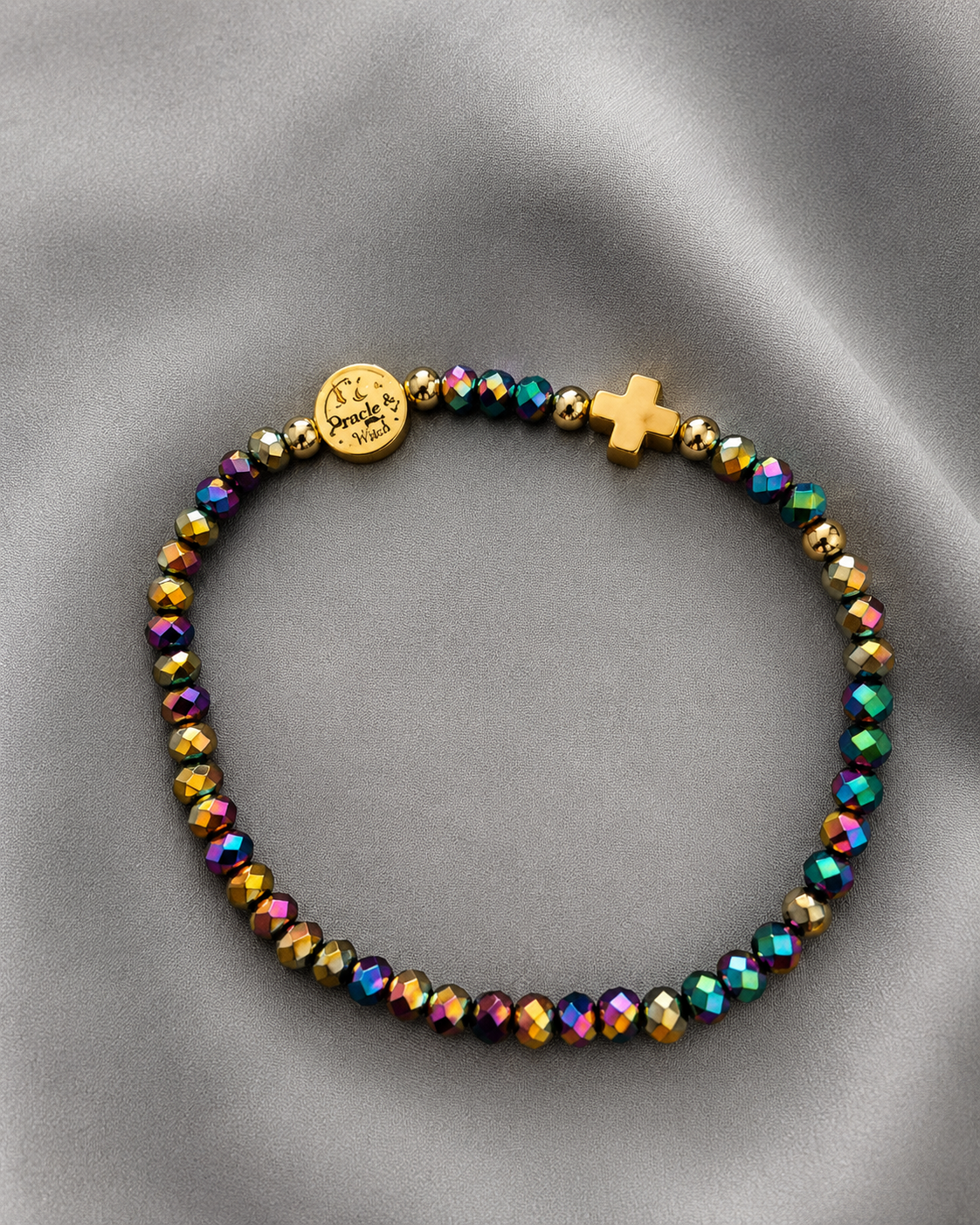 Bracelet Fin en Perles Facettées avec Médaille Miraculeuse & Croix