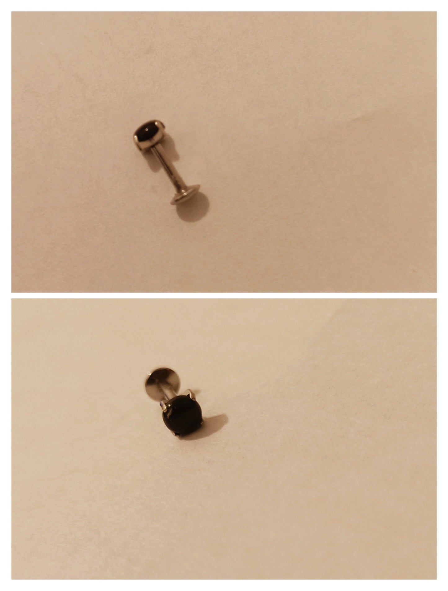 🖤 Piercing labret ou cartilage – Agate noire & purification énergétique 6mm