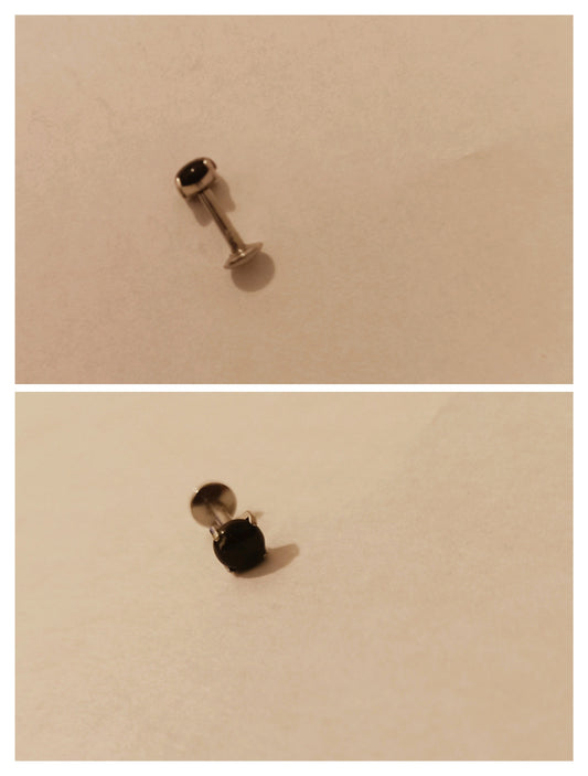 🖤 Piercing labret ou cartilage – Agate noire & purification énergétique 6mm