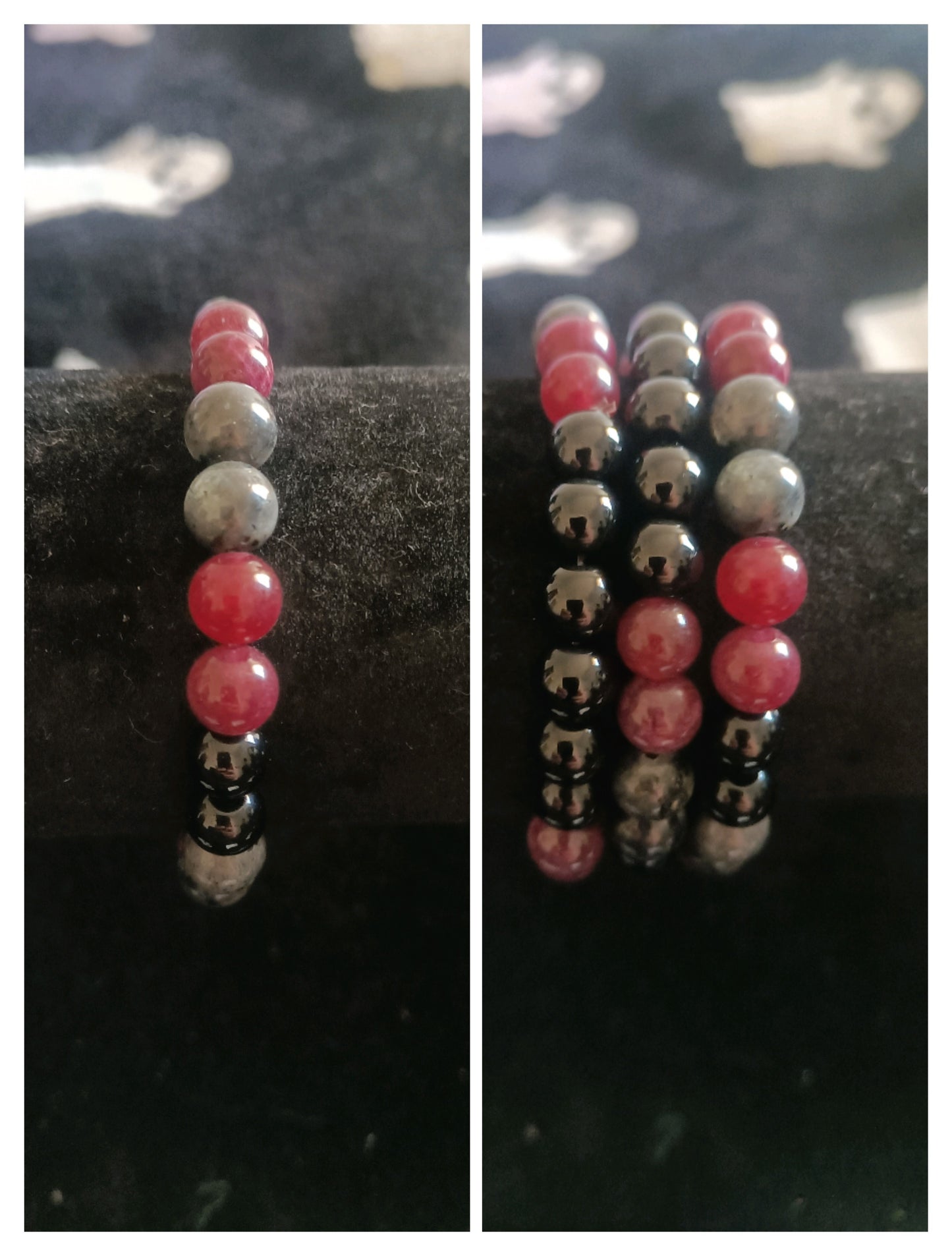 🔮 Bracelet de Protection & Énergie – Obsidienne, Grenat & Labradorite