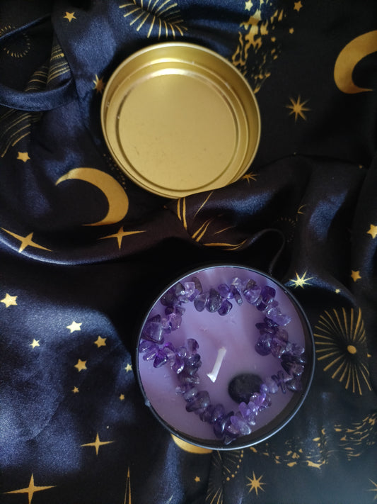 🕯️ Bougie énergétique avec pierre & bracelet en Améthyste 💜
