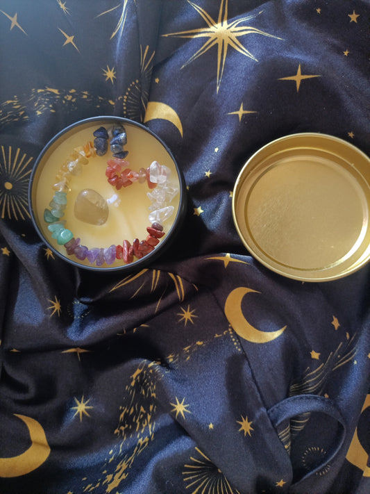 🕯️ Bougie énergétique 7 Chakras avec bracelet & pierre naturelle 🌈