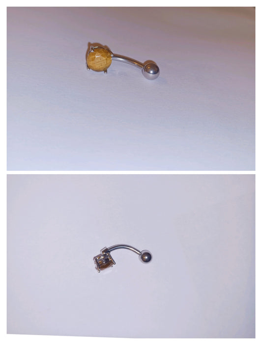 🐯 Piercing au nombril en Œil de Tigre